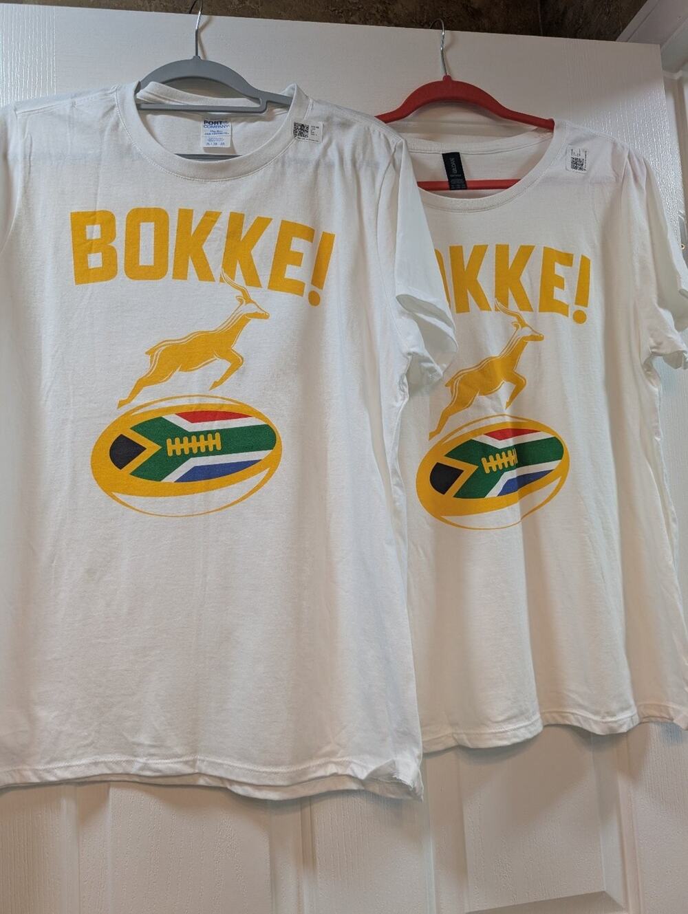 2 Bokke! S. Africa Rugby Fan T-Shirt Women's XL 1X Plus Size Springbok Flag Tees